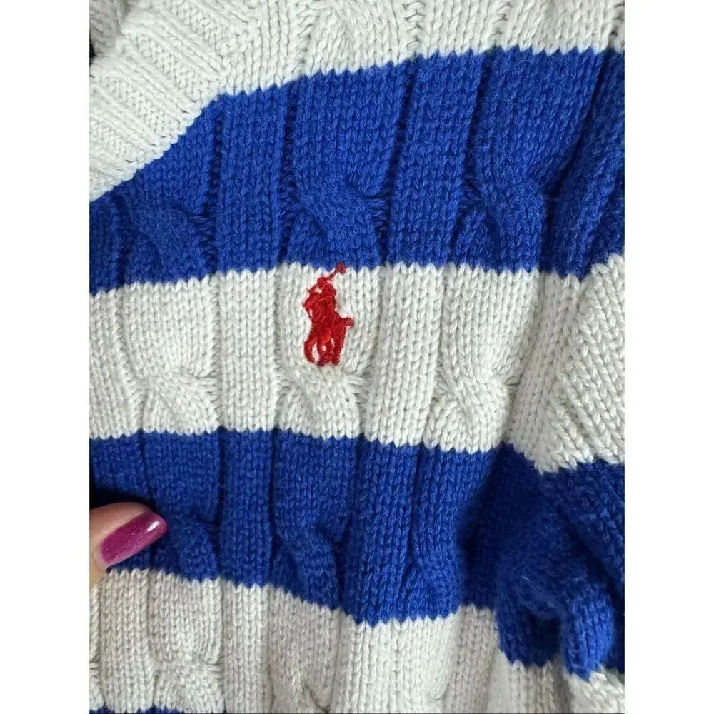 Polo Ralph Lauren Boys Striped Cable Knit Cotton Sweater Size 18m